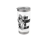 My Grass Is Blue Sasquatch Bigfoot Musician Retro Bluegrass Vaso térmico de acero inoxidable de doble pared