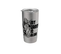 My Grass Is Blue Sasquatch Bigfoot Musician Retro Bluegrass Vaso térmico de acero inoxidable de doble pared
