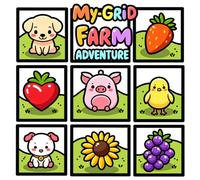 My-GRID Farm Adventure: Farm Animals Coloring Book for Kids, Grid Art Activity Pages for Fine Motor Skills and Scissor Practice, Large Bold Outlines for Preschool and Kindergarten