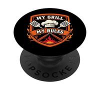 My Grill My Rules Funny BBQ Master PopSockets PopGrip Adhesivo
