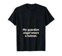 My Guardian Angel Wears a Helmet - Gráfico caprichoso Camiseta