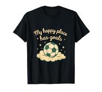My Happy Place Has Goals Pastel Fútbol Fan Cloud Design Camiseta