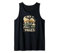 My Happy Place Has Pages Book Lover Reading Bibliophile Camiseta sin Mangas