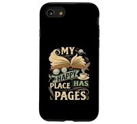 My Happy Place Has Pages Book Lover Reading Bibliophile Carcasa para iPhone SE (2020) / 7/8