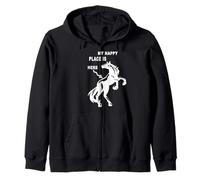 My Happy Place Horse Horse Horse Riding - Camiseta para Caballos Sudadera con Capucha