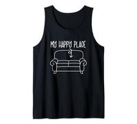 My Happy Place On The Couch Slouch Divertido Regalo Perezoso Camiseta sin Mangas
