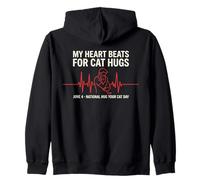 My Heart Beats For Cat Hugs Día Nacional Abrazo a tu Gato 4 de Junio Sudadera con Capucha
