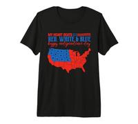 My Heart Beats Red, White & Blue USA Map 4th of July Camiseta Premium
