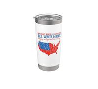 My Heart Beats Red, White & Blue USA Map 4th Of July Vaso térmico de acero inoxidable de doble pared