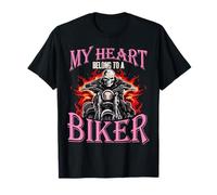 My Heart Belongs To A Biker Motocicleta Motocicleta Mujeres Niñas Camiseta