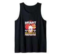 My Heart Belongs To a Firefighter Best Wife Fireman Gift Camiseta sin Mangas