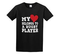 My Heart Belongs To A Rugby Player Men's Cotton T-Shirt Black Shirt Top tee XXL
