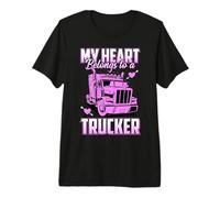 My Heart Belongs To A Trucker Funny Truck Driver Camiseta Premium