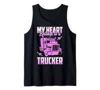 My Heart Belongs To A Trucker Funny Truck Driver Camiseta sin Mangas