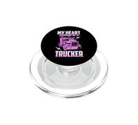My Heart Belongs To A Trucker Funny Truck Driver PopSockets PopGrip para MagSafe