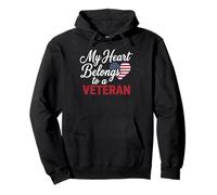 My Heart Belongs to a Veteran Heart Flag Military Valentine Sudadera con Capucha