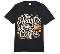 My Heart Belongs To Coffee Caffeine Drink Morning |- Comfort Colors Adult Heavyweight T-Shirt