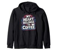 My Heart Belongs To Coffee Caffeine Drink Morning - Sudadera con Capucha