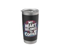 My Heart Belongs To Coffee Caffeine Drink Morning - Vaso térmico de acero inoxidable de doble pared