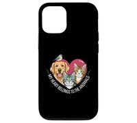 My Heart Belongs To The Animals Dog Cat Bird Pet Lover Carcasa para iPhone 12/12 Pro