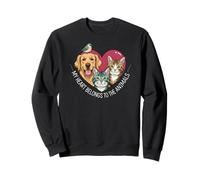 My Heart Belongs To The Animals Dog Cat Bird Pet Lover Sudadera
