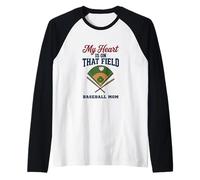 My Heart Is On That Field Baseball Mom Proud Game Camiseta Manga Raglan