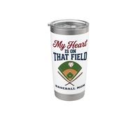 My Heart Is On That Field Baseball Mom Proud Game Vaso térmico de acero inoxidable de doble pared