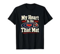 My Heart Is On That Mat Wrestling - Cita para Padres Camiseta gráfica económica, Hombre, Negro, XL
