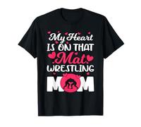 My Heart Is On That Mat Wrestling Mom Camisa Divertida de Lucha Libre Camiseta