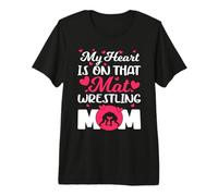 My Heart Is On That Mat Wrestling Mom Camisa Divertida de Lucha Libre Camiseta Premium