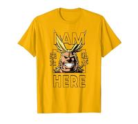 My Hero Academia All Might I Am Here Anime Camiseta, Hombre, Dorado Brillante, M