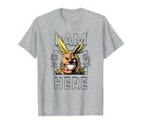 My Hero Academia All Might I Am Here Anime Camiseta, Hombre, Gris Jaspeado, XL