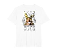 My Hero Academia All Might I Am Here Anime Camiseta, Hombre Tallas Grandes, Blanco, 5X Alto