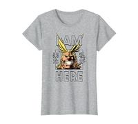 My Hero Academia All Might I Am Here Anime Camiseta, Mujer, Gris Jaspeado, M