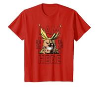 My Hero Academia All Might I Am Here Anime Camiseta, Niños, Rojo, 10 años