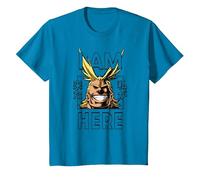 My Hero Academia All Might I Am Here Anime Camiseta, Niños, Zafiro, 10 años