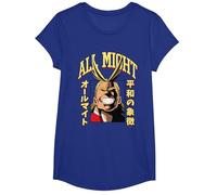 My Hero Academia All Might Portrait and Name Anime Camiseta, Niñas, Azul Real, M