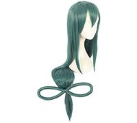 My Hero Academia Asui Tsuyu Anime Cosplay Pelucas con flequillo y correas sestéticas resistentes al calor Cabello largo y recto verde oscuro chenghuax