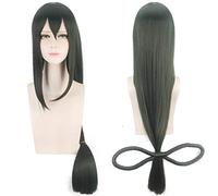 My Hero Academia Asui Tsuyu Cos pelucas oscuras verde peluca larga recta 80 cm Cosplay Baku no Hero disfraz peluca
