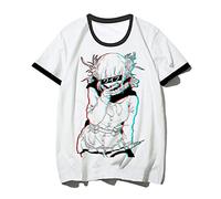 My Hero Academia - Camiseta de manga corta unisex con impresión 3D anime de cuello redondo para cosplay Boku No Hero Academia Toga Himiko Caricatura Personaje Verano Casual
