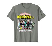 My Hero Academia Class 1A Group Shot Anime Camiseta, Hombre, Verde Militar Jaspeado, 3XL