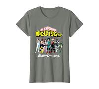 My Hero Academia Class 1A Group Shot Anime Camiseta, Mujer, Verde Militar Jaspeado, XS