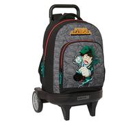MY Hero Academia - Mochila Grande con Ruedas, Compact Evolución, Extraíble, Ideal para Niños de Diferentes Edades, Cómoda y Versátil, Calidad y Resistencia, 33x22x45 cm, Color Negro