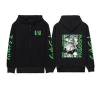 My Hero Academia Sudaderas con Cremallera Negro Manga Larga Cómodo Hip Hop Y2k Manga Jerseys Hombro Caído Dibujos Animados Anime Harajuku Chaquetas (Color 02,L)