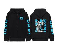 My Hero Academia Sudaderas con Cremallera Negro Manga Larga Cómodo Hip Hop Y2k Manga Jerseys Hombro Caído Dibujos Animados Anime Harajuku Chaquetas (Color 03,3XL)