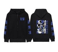 My Hero Academia Sudaderas con Cremallera Negro Manga Larga Cómodo Hip Hop Y2k Manga Jerseys Hombro Caído Dibujos Animados Anime Harajuku Chaquetas (Color 04,L)