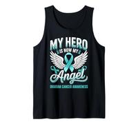 My Hero Is My Angel - Cinta Verde Azulado para concienciación sobre el cáncer de Ovario Camiseta sin Mangas