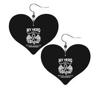 My Hero Is Now My Angel Brain Cancer Awarene Pendientes de cuero para mujer Pendientes colgantes Gota colgante con gancho Regalos para niña adulta