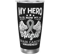 My Hero Is Now My Angel Brain Cancer Awarene Vaso aislado al vacío de acero inoxidable, tazas de café de 20 oz, taza de viaje, taza de agua