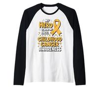 My Hero Is Now My Angel Childhood Cancer Awareness Apparel Camiseta Manga Raglan